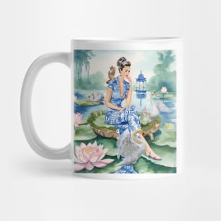 The Swan Lake, whimsical watercolor painting Mug